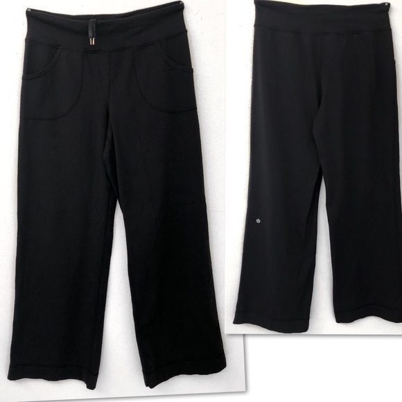 lululemon athletica Pants - LULULEMON BLACK WIDE LEG MEDITATION PANTS SZ 6 REG